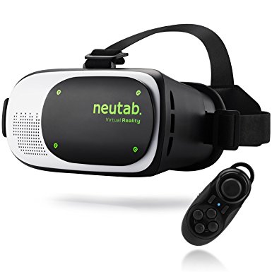 NeuTab VR Virtual Reality Headset 3D Glasses with Remote Controller Bundle Enable 360 Degree Immersive Movies and Games experience for iPhone 7/ 7 Plus and more 3.5" to 6.3" iPhones and Android Phones