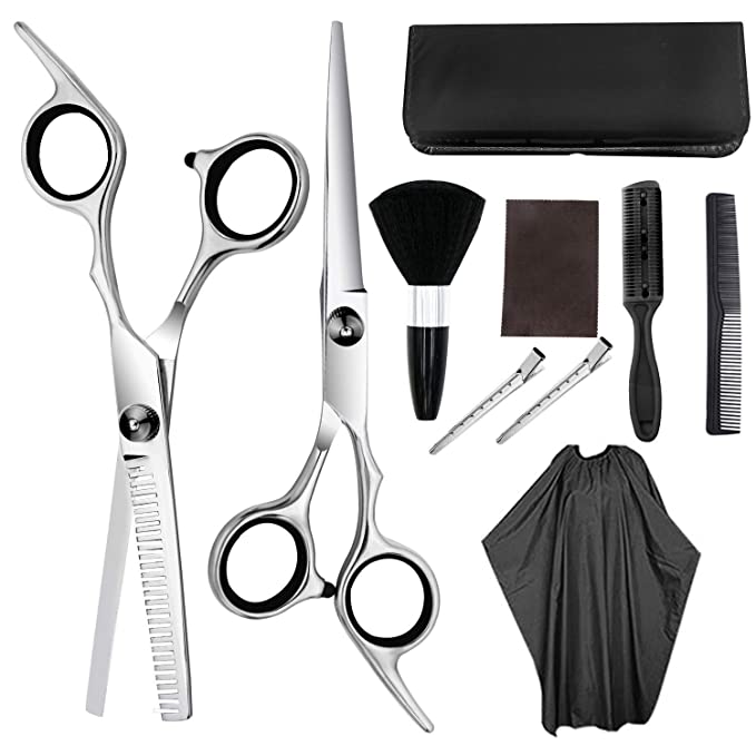 Hair Cutting Scissors Set, Y.F.M Hairdressing Scissors Kit, Professional Haircut Shears with Thinning Shears, Barber Salon Home Shear Kit （9 PCS）
