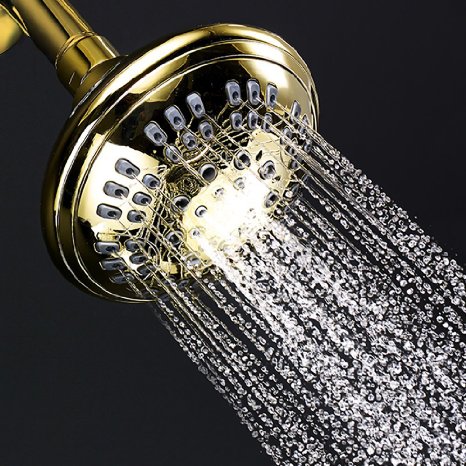 ShowerMaxx® Shower Head Provides High Pressure with 5 Settings   Water Saver Mode Built with Brass Finish Includes Self-Cleaning Silicon Nozzles, Adjustable Brass Ball Joint and Free Teflon Tape
