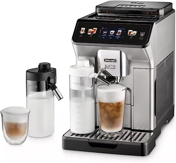 De'Longhi ECAM45055S Eletta Explore Fully Automatic Coffee Machine with LatteCrema Sytem,Touch Screen, Hot and Cold Foam Technology, large