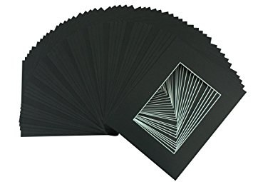 Golden State Art, Pack of 50 8x10 BLACK Picture Mat Mattes with White Core Bevel Cut for 5x7 Photo   Backing   Bags