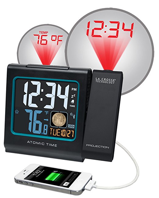 La Crosse Technology 616-146A Color LCD Projection 5-Inch Alarm Clock with Moon Phase