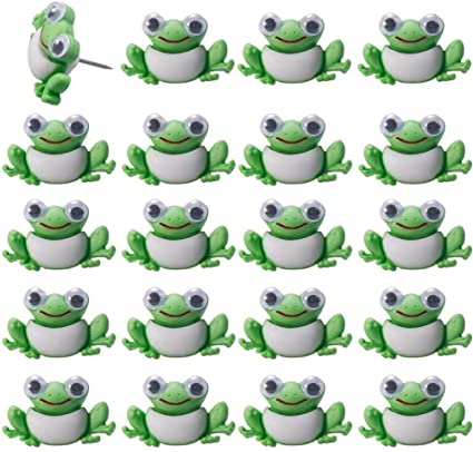 FoyaHome 20 Pcs Cartoon Frog Push Pin Animal Decoration Paper Photo Memo Note Thumbtack Drawing Pins Green Multi-Functional Decorative Cork Board Office Accessories