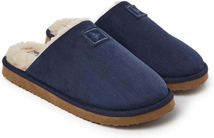 Dunlop Mens Slippers Open Back, Comfy Memory Foam Men Slippers with Rubber Sole, Indoor Outdoor Anti Slip House Shoes Comfort Plush, Warm Winter Casual Slippers, Gifts for Men