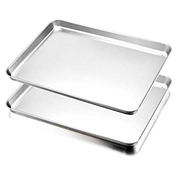 Baking Tray Set of 2, HaWare Stainless Steel Baking Sheet - Rimmed Pan Baking - Healthy & Non Toxic, Easy Clean & Dishwasher Safe