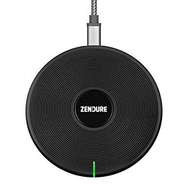 Zendure Q3 Wireless Charger, Anti-Slip Compact Cordless Charger (Soft LED Light), Fast Charge 7.5W for iPhone X/ 8 Plus, 10W for Samsung Galaxy S9/S9 Plus and 5W for Qi-Enabled Phones (No AC Adapter)