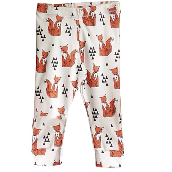 FTSUCQ Boys/Girls Cartoon Orange Fox Pattern Printing Harem Leggings Pants PP Trousers,100CM