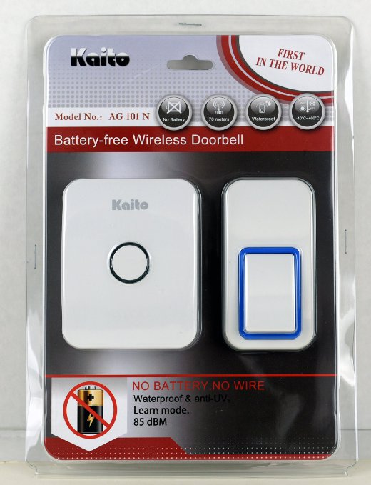 Kaito Wireless Doorbell No Battery Needed Battery Free Door BellDoor Chime with 25 Ring Tones Waterproof Synchronize and Work in Pairs Easy Setup
