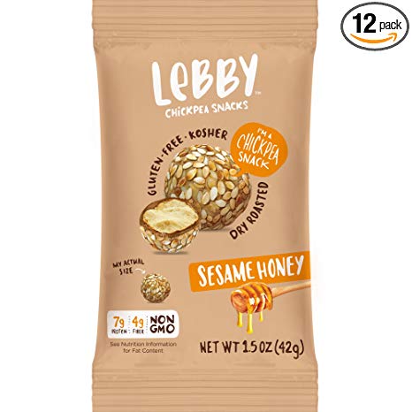 Lebby Chickpea Snacks (Sesame Honey, 1.5 oz, 12 pack), Gluten Free, Non-Dairy, Non-GMO, High Protein and Fiber, Healthy Snack