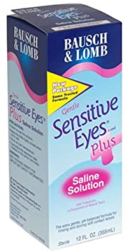 Bausch   Lomb Sensitive Eyes Plus Gentle Saline Solution, 12 Ounce Bottle