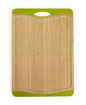 Neoflam Flutto 11" Bamboo Cutting Board with Non-Slip Edges and Drip Groove, Green