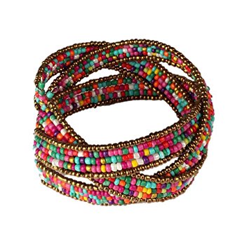 Doinshop New Useful Cute Nice Funny Hot Lady Bohemian Beaded Bangle Bracelet Multilayer Jewelry (colorful)
