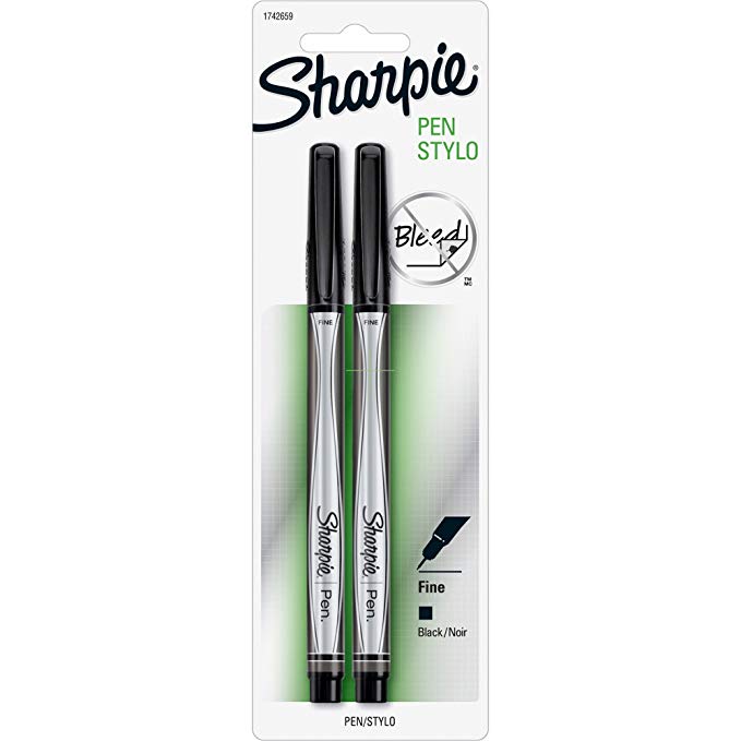 Sharpie Fine Point Pens, Black Ink 2 ea