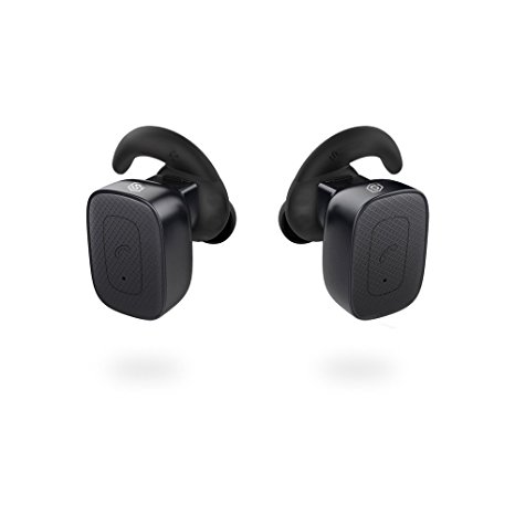 Completely Wireless Earbuds, SmartOmi True Wireless Bluetooth Headphones Stereo Noise Cancelling Earpieces with Mic Hands-free calls for Smartphones iPhone, Android on Driving or Sports(Black)