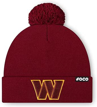 FOCO NFL Team Logo Basic Pom Beanie Hat