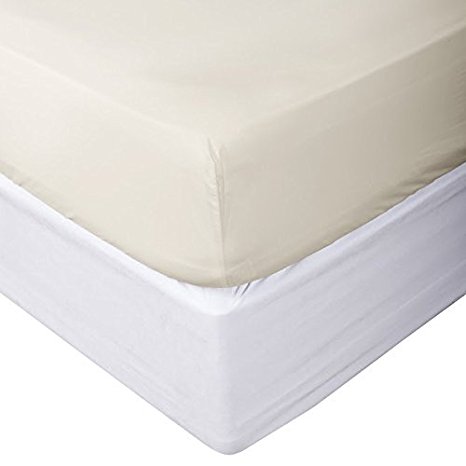 Clara Clark Premier 1800 Collection Single Fitted Sheet, King, Cream Beige