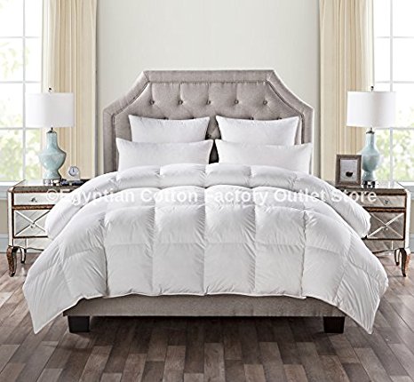 LUXURIOUS KING Size White Goose Down Alternative Comforter Duvet 750 Fill Power, 60 oz Fill Weight, Siliconized Polyester Fiberfill, Baffle Box, Corner loops & LIFETIME WARRANTY!