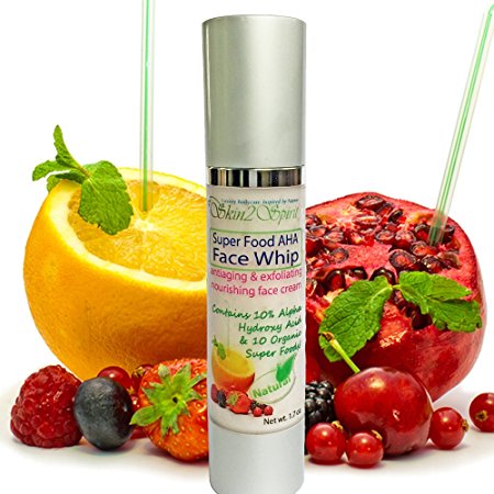 Super Fruits Face Whip - Organic - With Vitamin C, Alpha Hydroxy Acid, Licorice Root - Great for Wrinkles, Dry Skin, Age Spot & Younger, Firmer Looking Skin! (1.7 oz)
