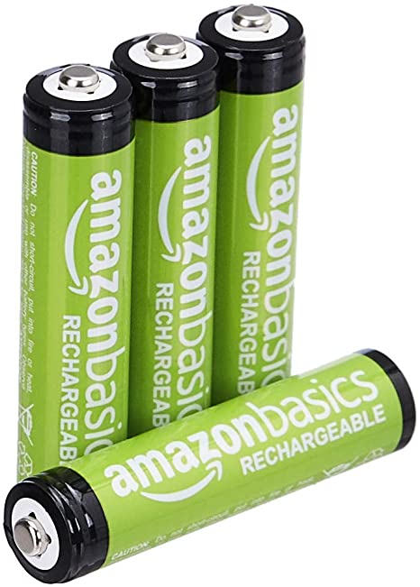 AmazonBasics AAA Rechargeable Batteries (800 mAh), Pre-charged - Pack of 4