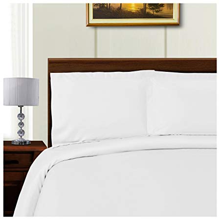 Superior 600 Thread Count Silky Soft Tencel Blend Wrinkle Resistant, Button Closure 3-Piece Full/Queen Duvet Cover Set, Solid White