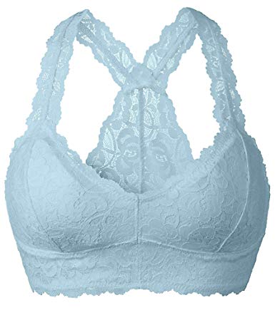 YIANNA Women Floral Lace Bralette Padded Breathable Racerback Lace Bra Bustier