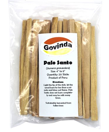 Govinda® Palo Santo Wood Incense - 20 Sticks - 4 Inch to 5 Inch Tall