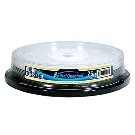 Optical Quantum OQBDRE02LT-10 2X 25 GB BD-RE Single Layer Blu-Ray ReWritable Logo Top 10-Disc Spindle