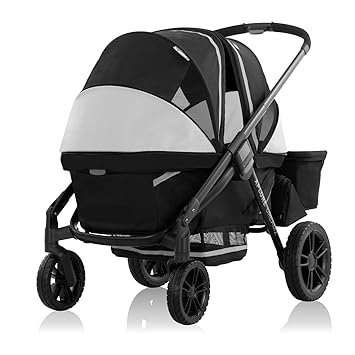 Evenflo Pivot Xplore Dreamz All-Terrain Stroller Wagon with Bassinet Insert (Jetsetter Black)