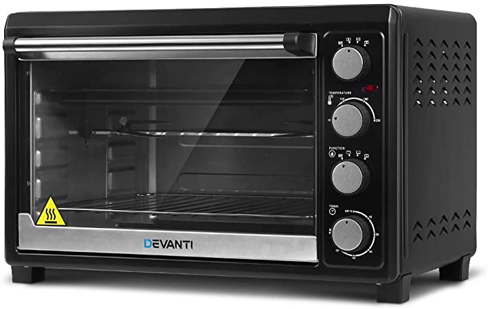 DEVANTi Electric Convection Oven Bake Benchtop Rotisserie Grill 45L Black