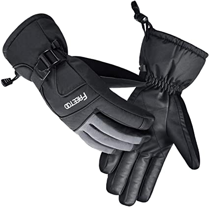 FREETOO Waterproof Ski Gloves Men Winter Snow Gloves with Wrist Leashes