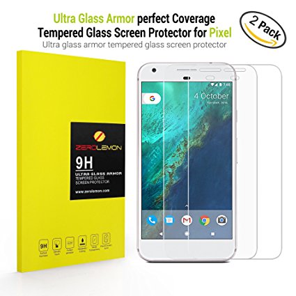 Google Pixel Screen Protector, Zerolemon Ultra Glass Film 9H Premium Tempered Glass Screen Protector for Google Pixel-2 Pack