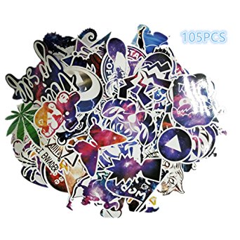 Car Stickers [105pcs] Laptop Stickers Waterproof Vinyl Stickers 3D Stereo Feeling Motorcycle Bicycle Luggage Decal Graffiti Patches Skateboard Stickers for Laptop -Random Sticker Pack (105pcsxk)