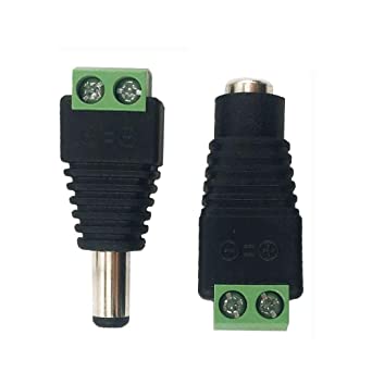MCIGICM 10 Pairs 12V Male Female 2.1x5.5MM DC Power Jack Plug Adapter Connector for CCTV Camera