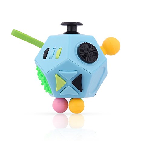 Sehon 12 Sides Fidget Cube Toys Releases Stress Cube Anti Anxiety Ball Toy Stress Relief Cube Toys for Child and Adult (Blue)