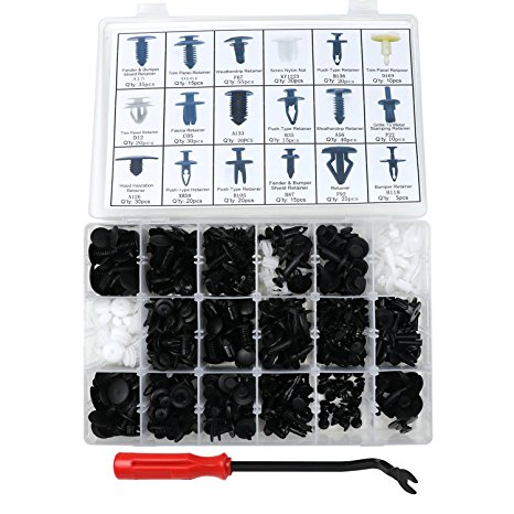 415 Pcs Push Retainer Kit, Most Popular Sizes &Applications, Free Fastener Remover For GM Ford Toyota Honda Chrysler with Plastic Storage Case (415Pcs)