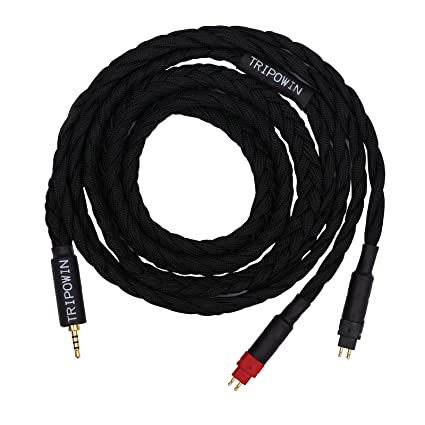 Tripowin GranVia Upgraded OFC High Purity Headphone Audio Replacement Cable (2.5mm Plug, HD650, 2m Length, Black)