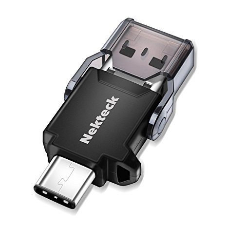 Nekteck USB Type C OTG Micro SD Card Reader with Additional Standard USB Port Connector (Micro SD Card is NOT included)