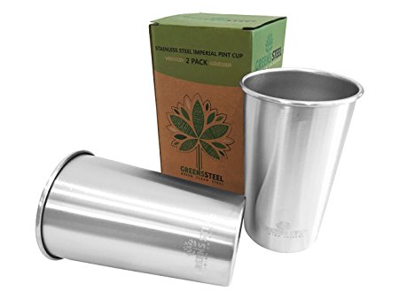 NEW Bigger 20oz Stainless Steel Cups (2 Pack) The Imperial Pint Cup By Greens Steel
