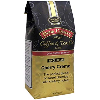 Door County Coffee, Cherry Crème, Flavored Coffee, Medium Roast, Whole Bean Coffee, 10 oz Bag
