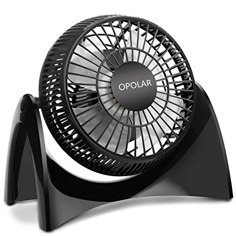 OPOLAR Super Quiet Desk USB Fan, Maximal 40db, Perfect Table Fan, Small Size, 2 Speeds, 360° Rotating Free Adjustment Personal Fan for Home,Office and Dorm-White