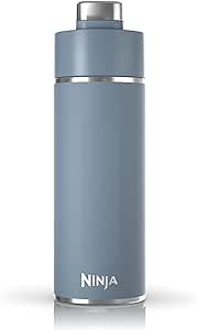 Ninja DW2401BL Thirsti 24oz Travel Water Bottle, For Carbonated Sparkling Drinks, Colder and Fizzier Longer, Leak Proof, 24 Hrs Cold, Dishwasher Safe, Stainless Steel Insulated Tumbler, Storm Blue