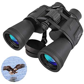 Flybiz 20x50 Binoculars with Clean Cloth, Compact Folding, Super Clear,Waterproof, Perfect for Outdoor Hunting etc, Fogproof, for Adults and Kids, travelling/sightseeing/hunting/birdwatching (10X)