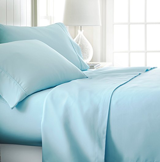 ienjoy Home Hotel Collection Luxury Soft Brushed Bed Sheet Set, Hypoallergenic, Deep Pocket, Twin, Aqua