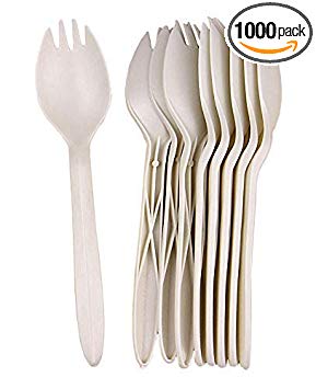 GreenWorks 6" Plant Starch Disposable Sporks,1000 Count Cornstarch Biodegradable Sporks