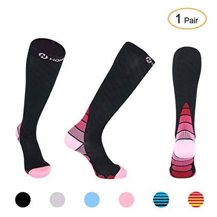HONSOX H Compression Socks for Women & Men(20-30 mmHg) - 1/3 Pairs Graduated Compression Stockings for Athletic, Medical, Running, Cycling, Travel, Pregnancy, Nurses, Edema, Shin Splints