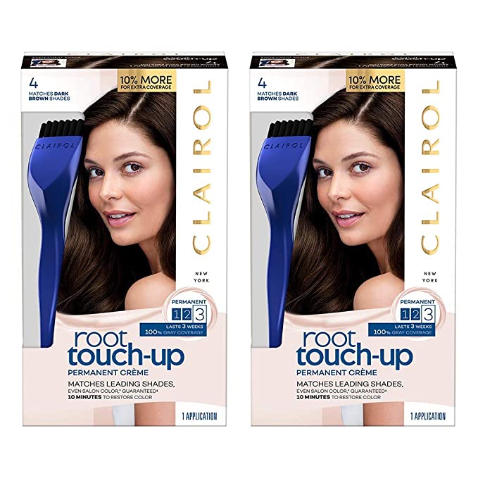 Clairol Permanent Root Touch-up Hair Color, 4 Dark Brown, 2 Count