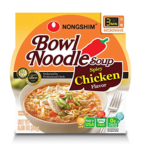 NongShim Bowl Noodle Soup, Spicy Chicken, 3.03 Ounce (Pack of 12)