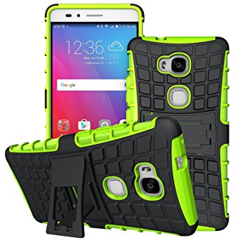 Honor 5X Case, Sophmy Hybrid Dual Layer Armor Protective Case Cover with kickstand for Huawei Honor 5X [Shockproof Case] (green)