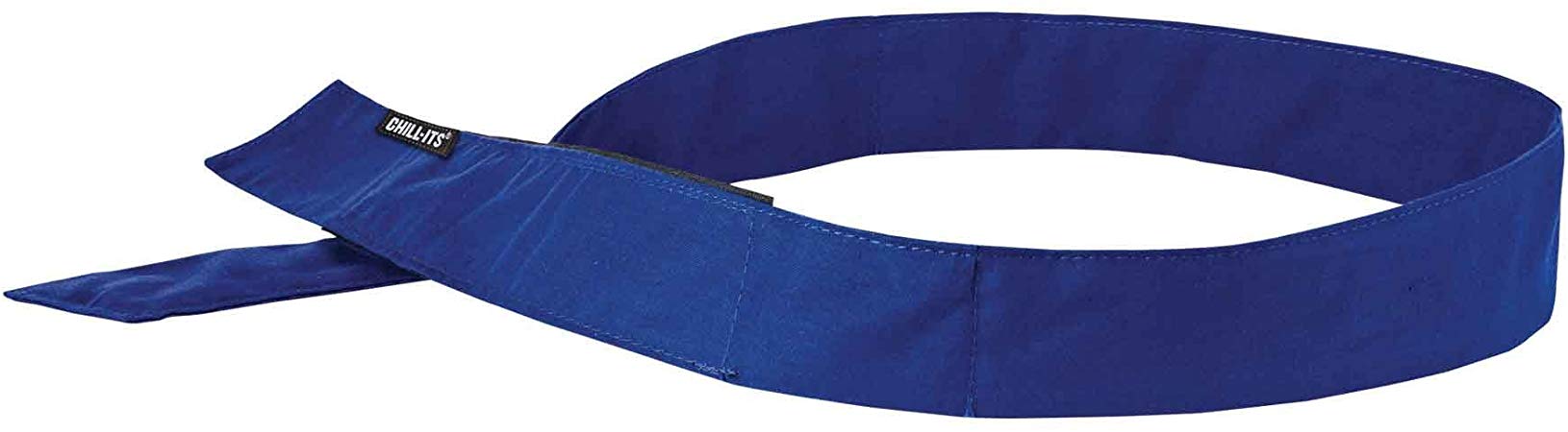 Cooling Bandana, Blue, Evaporative Polymer Crystals for Cooling Relief, Quick and Secure Fit, Ergodyne Chill Its 6705