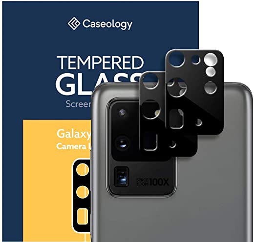 Caseology Tempered Glass Camera Lens Protector for Samsung Galaxy S20 Ultra Lens Protector 2 Pack (2020) - Black